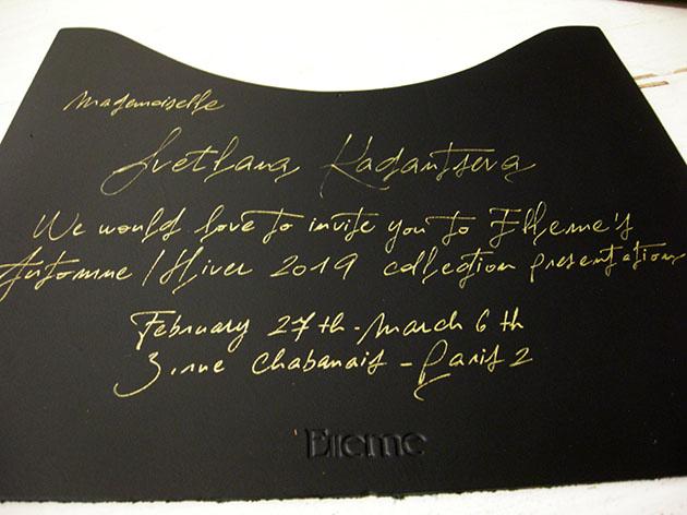 calligraphe invitations, calligraphie invitation paris, invitations défilé de mode