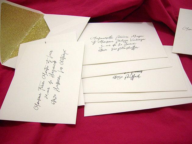 calligraphe paris Excessial, enveloppes invitations