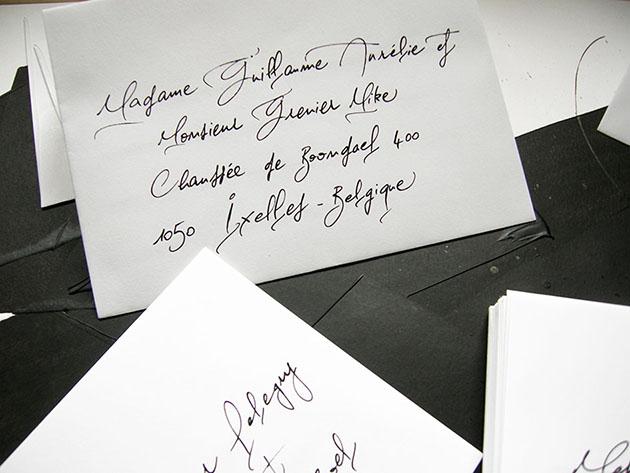 calligraphe parisien, enveloppes de mariage calligraphie